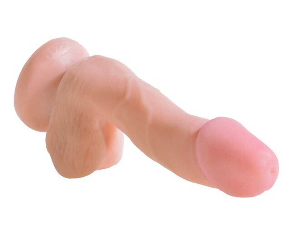 Реалистичный фаллос на присоске 6,5''Dual Density Cock with Balls (вторая кожа) (Цвет: телесный)