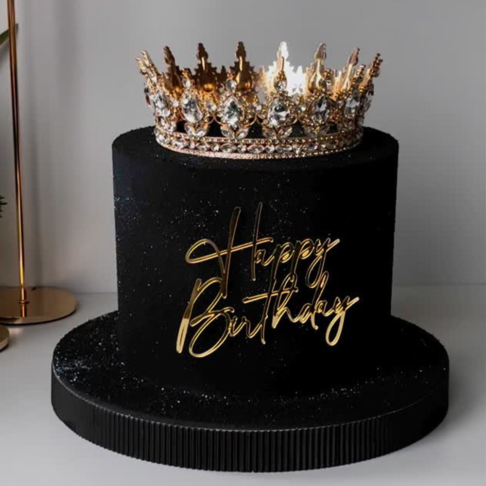 Декоративная корона на торт, золото (Белые камни)