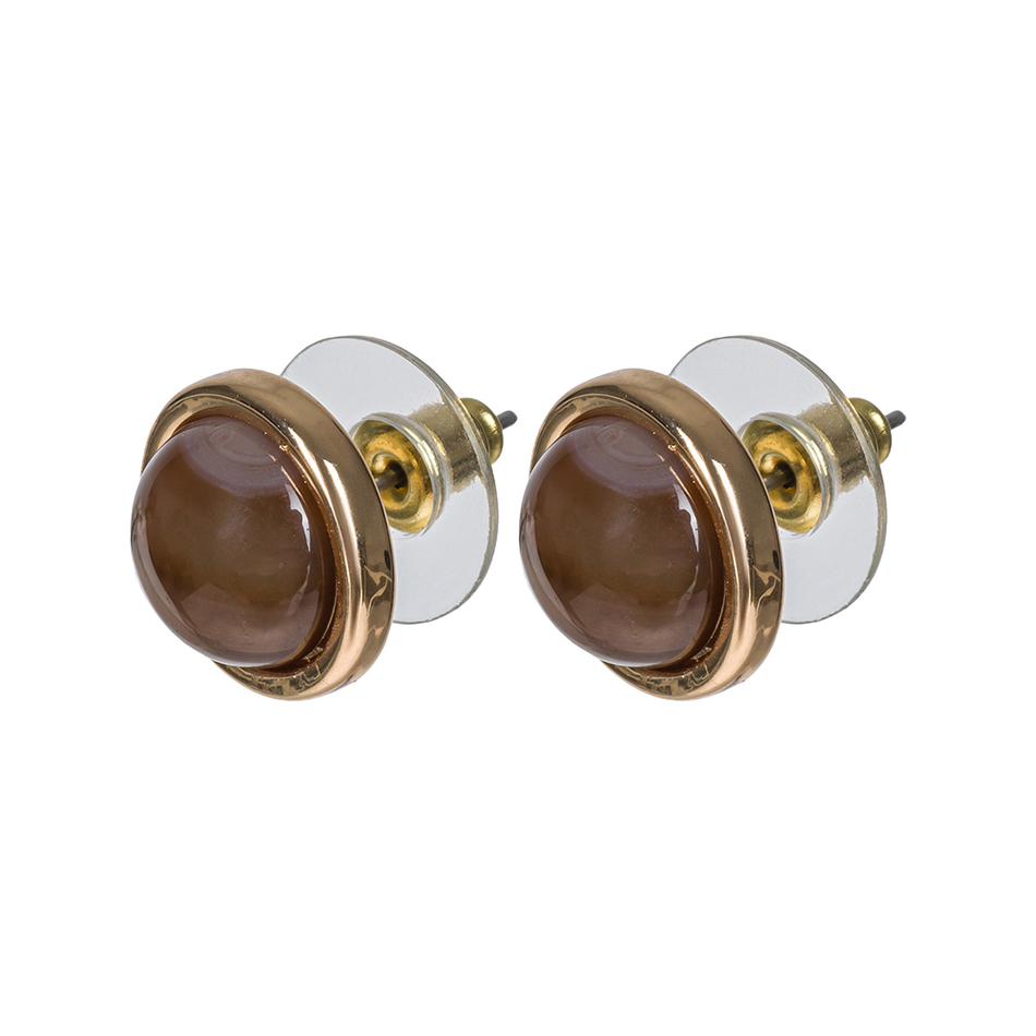 Серьги пусеты Fiore Luna COFFE AGATE LE1107 BR/G