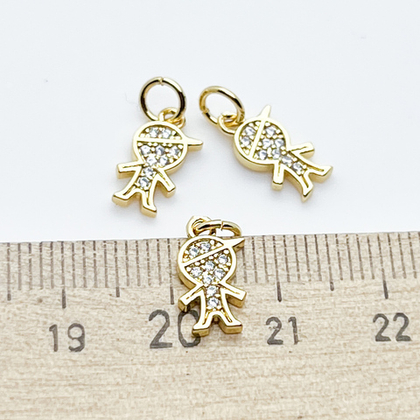 Подвеска Мальчик, позолота, фианиты, размер 12*7 мм, цена за 1 шт