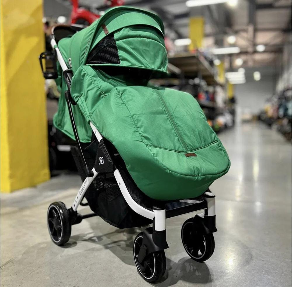 Коляска прогулочная Babalo 2022 Зелёный текстиль на белой раме с сумкой