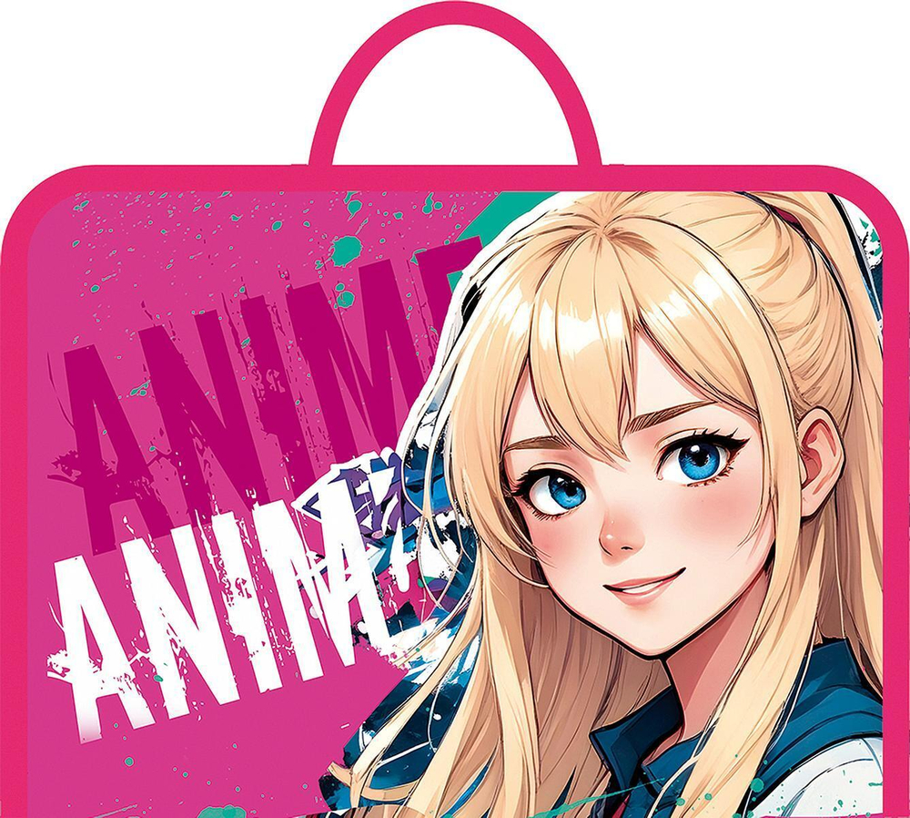 Папка д/труда А4, молния вокруг, ручки-тесьма, печать на пластике "Милая блондинка" (Пчёлка)