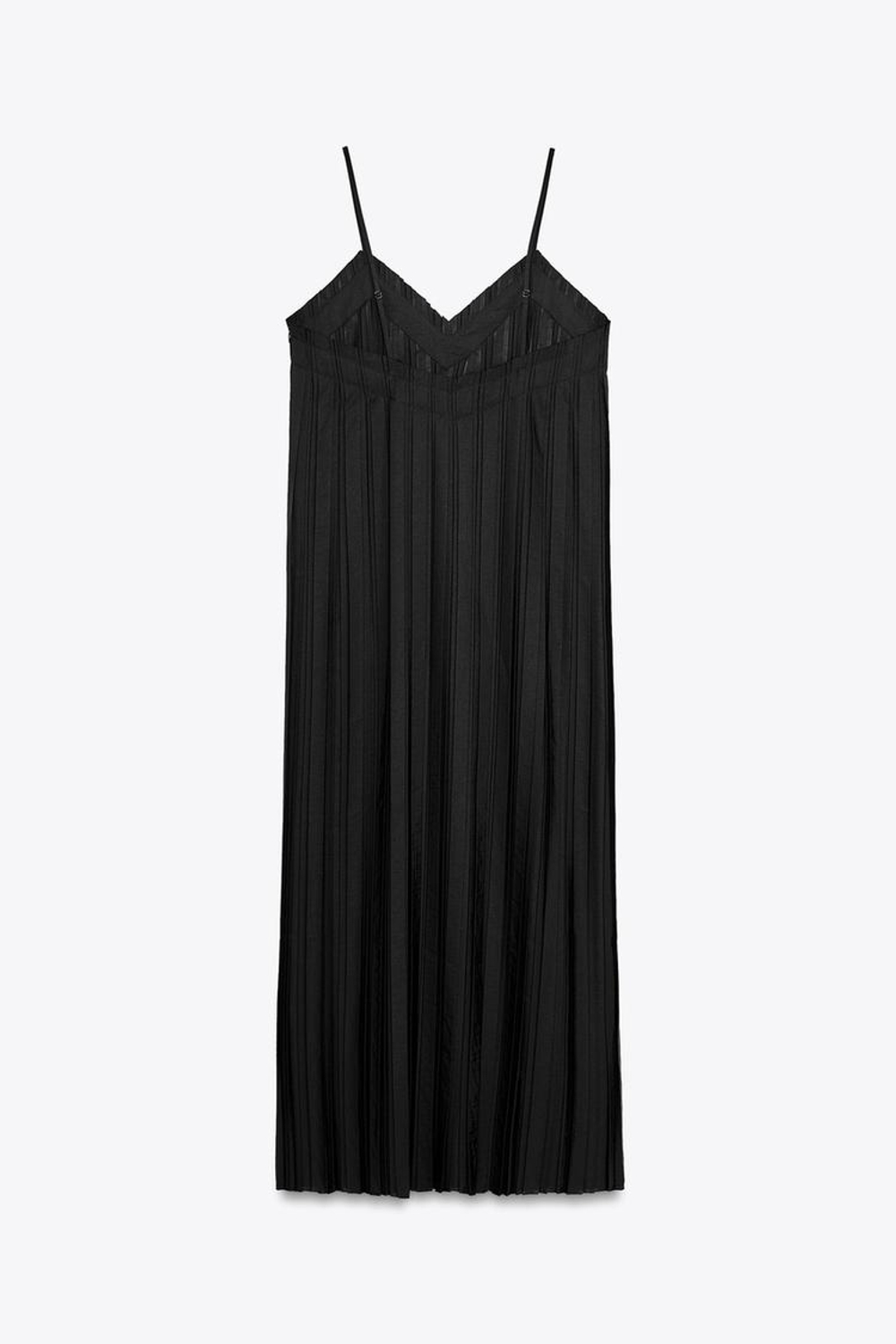 ZARA ПЛИССИРОВАННОЕ ПЛАТЬЕ МИДИ — ZW COLLECTION, ЧЕРНЫЙ