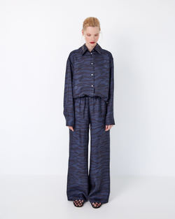 Рубашка из шелка Стелла Маккартни черный/синий