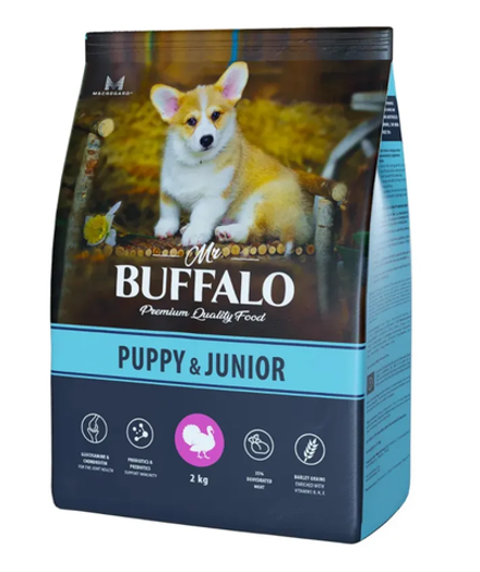 Mr.Buffalo 14кг Puppy&Junior Сухой корм для щенков Индейка