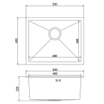 Мойка MIXLINE PRO 53x43 с сифоном (Черный графит)    9264