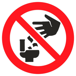 Знак -Мусор в унитаз бросать запрещено