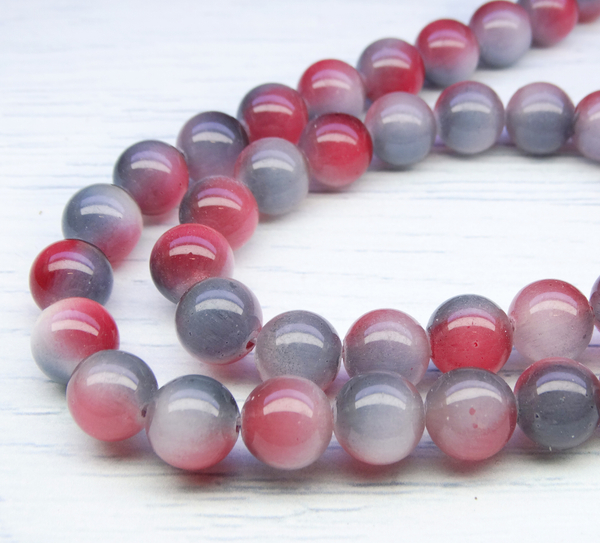 ПК078НН10 Бусины из природного камня кошачий глаз (серо-персиковый), размер: 10 мм, 3 шт.