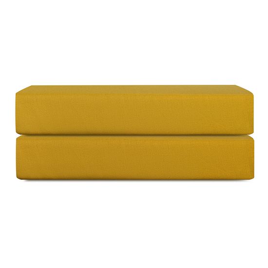 Простыня на резинке из премиального сатина горчичного цвета из коллекции essential, 200х200х30 см