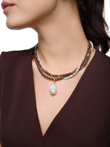 Колье "Grain brown pearl" Gold