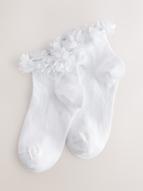 Носки хлопковые с рюшами для девочки Next AT4-454, 2 шт., Белый