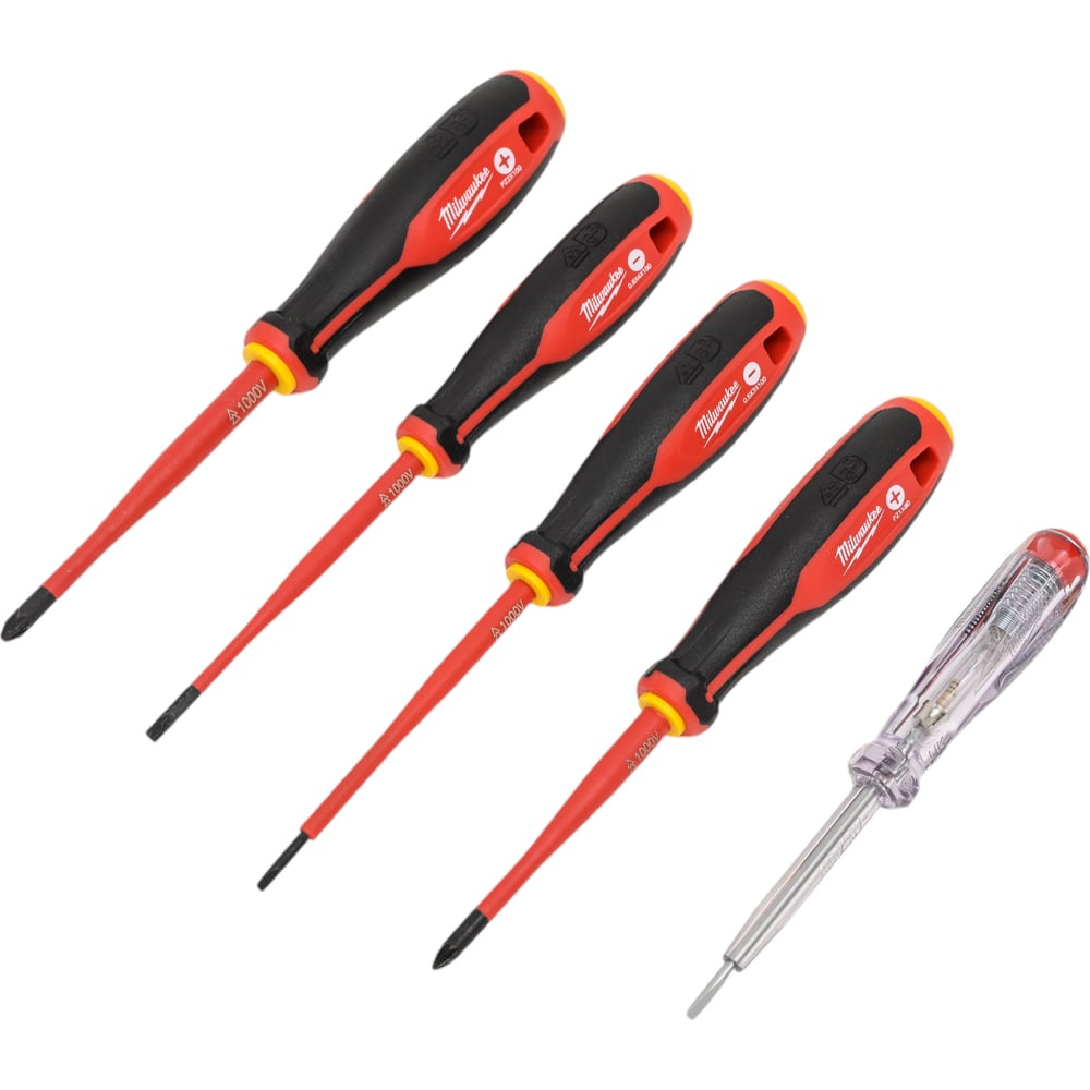 Набор трехгранных отверток Milwaukee VDE PZ/SL + тестер напряжения - 5 ед. 4932478737