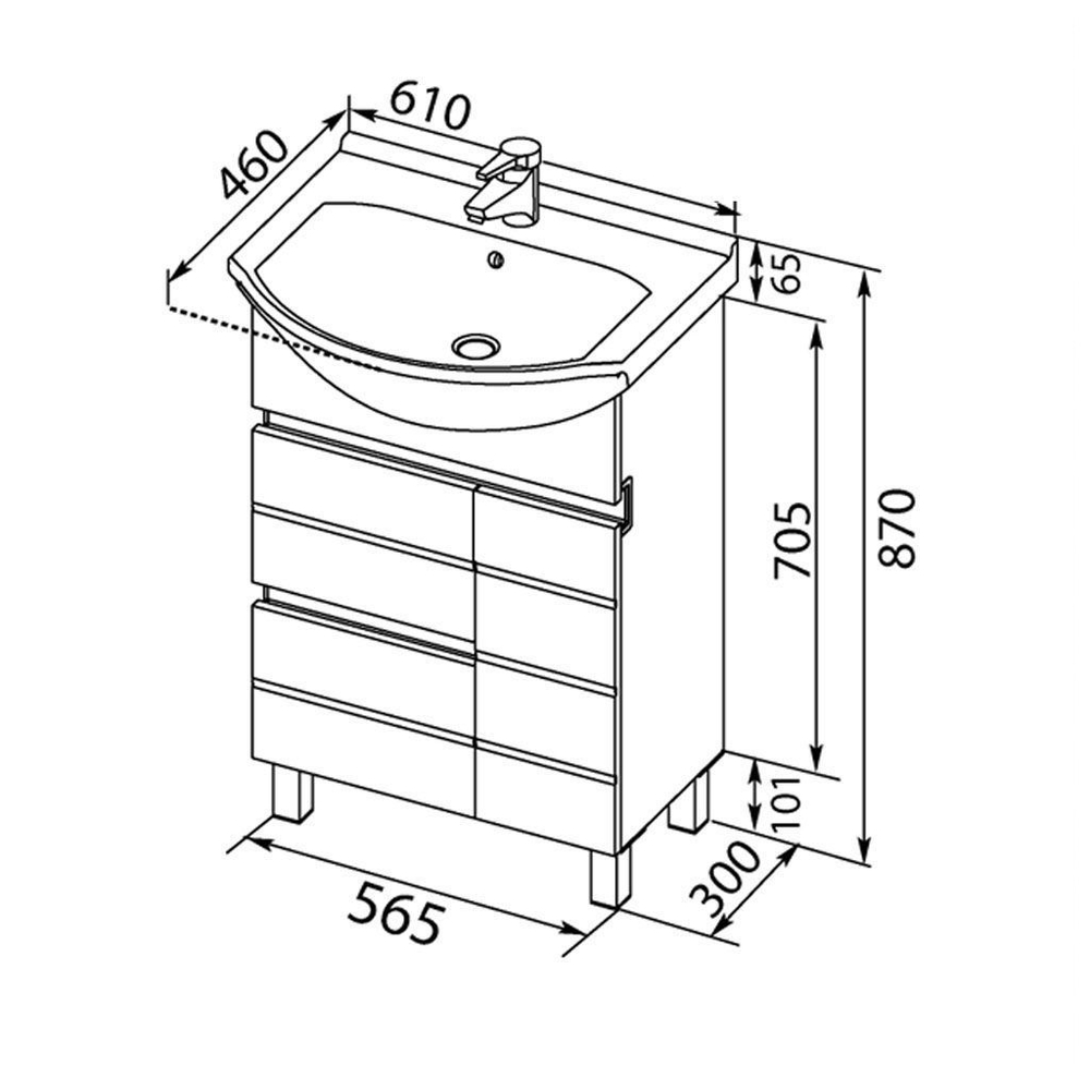 Тумба с раковиной Aquanet Доминика 60 черный