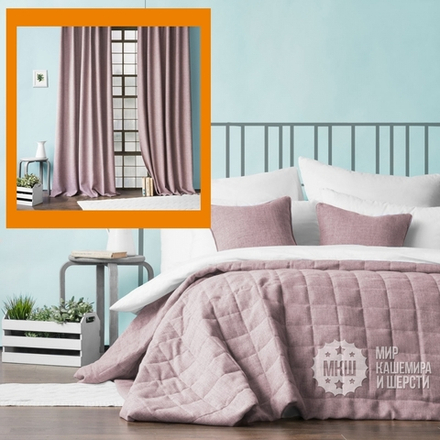 Шторы и покрывало для спальни ДЖЕРРИИ (арт. BL10-274-10) - (140х270)х2 см., покрывало 230х250 см. - пудровый