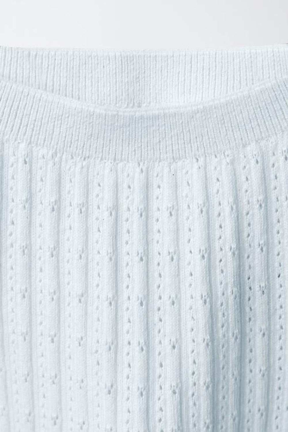 ZARA РИФЛЕНЫЕ БРЮКИ С АЖУРНЫМИ ВСТАВКАМИ, ГОЛУБОЙ