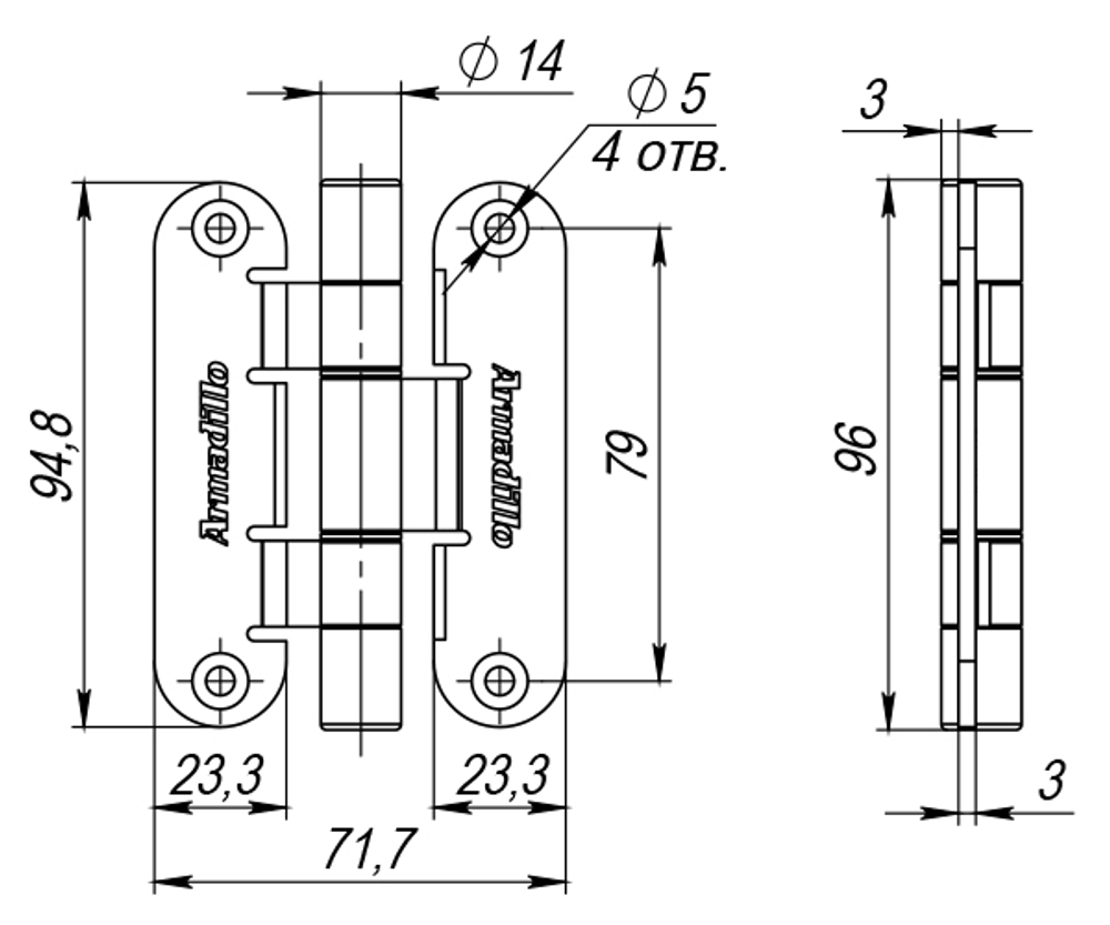 Петля универсальная OPTIMUM Mini AB Бронза