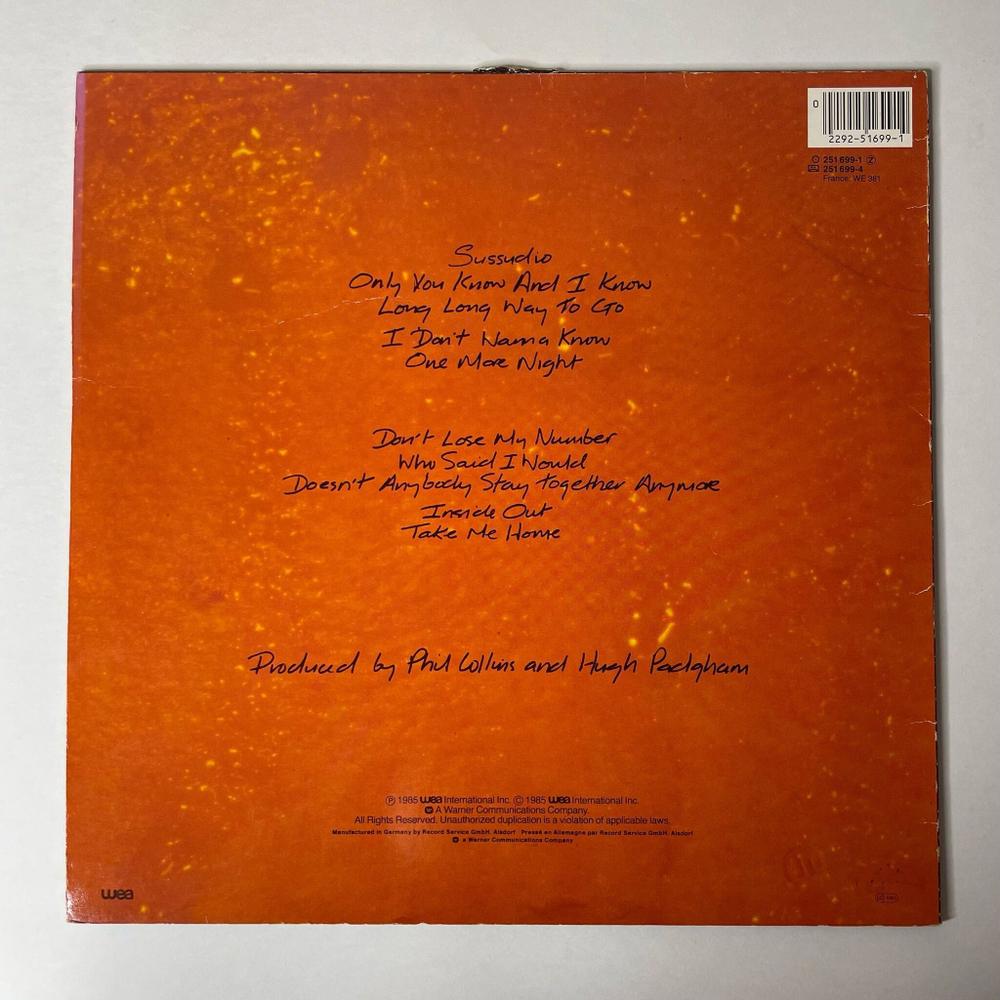 Винтажная виниловая пластинка LP Phil Collins No Jacket Required (Germany 1985)