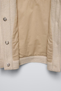 ZARA ЖАКЕТ ИЗ СМЕСОВОЙ ШЕРСТИ БУКЛЕ С БАНТОМ, ЭКРЮ