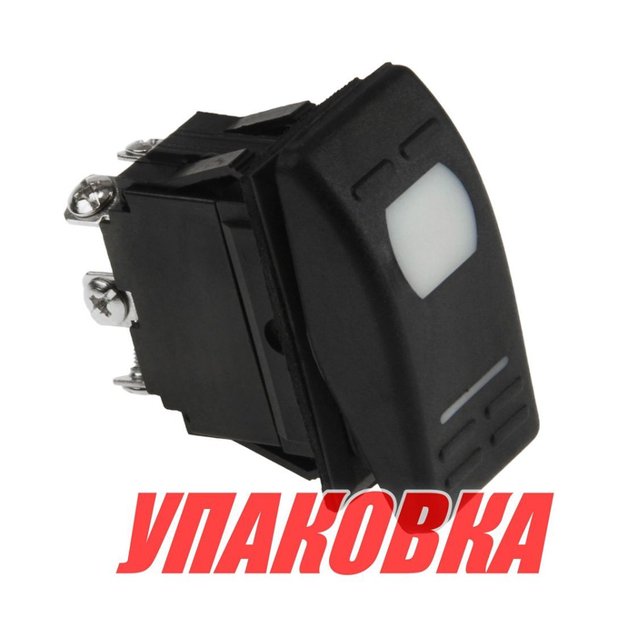 Переключатель двухпозиционный (ON)-ON 12 В/16А 6Р с подсветкой без фиксации 1 положения (упаковка из 10 шт.)