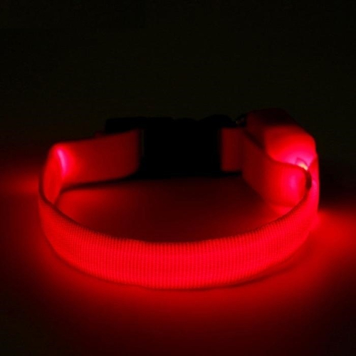 Ошейник светящийся узкий для небольших собак, 3 режима, 26см, Красный