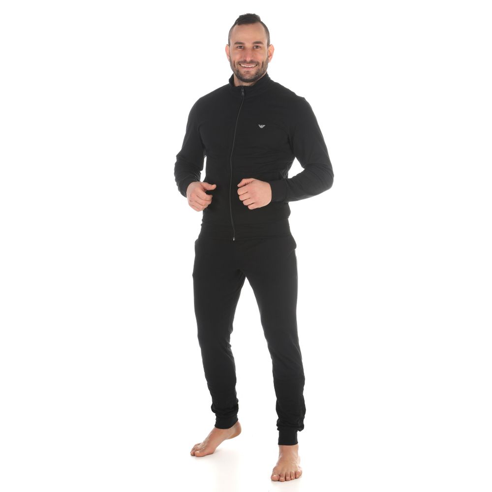 Мужской домашний костюм черный: толстовка на молнии и штаны Emporio Armani 111795_CC570 00020