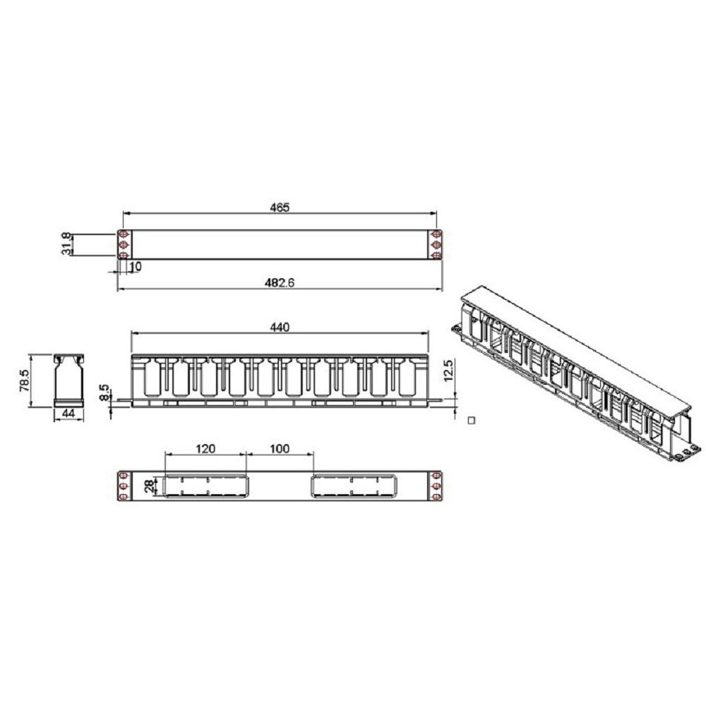 Кабельный организатор Hyperline CM-1U-D66-PL-COV