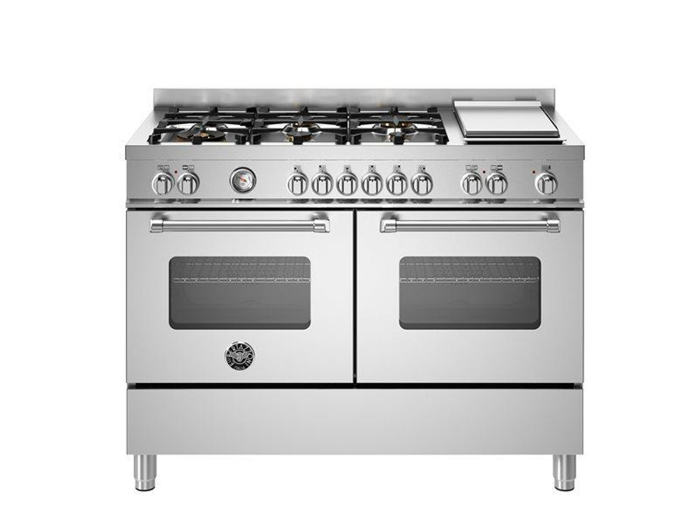 Варочный центр Bertazzoni, 6 газовых конфорок, два многофункциональных электрических шкафа, Master, 120 см Нержавеющая сталь