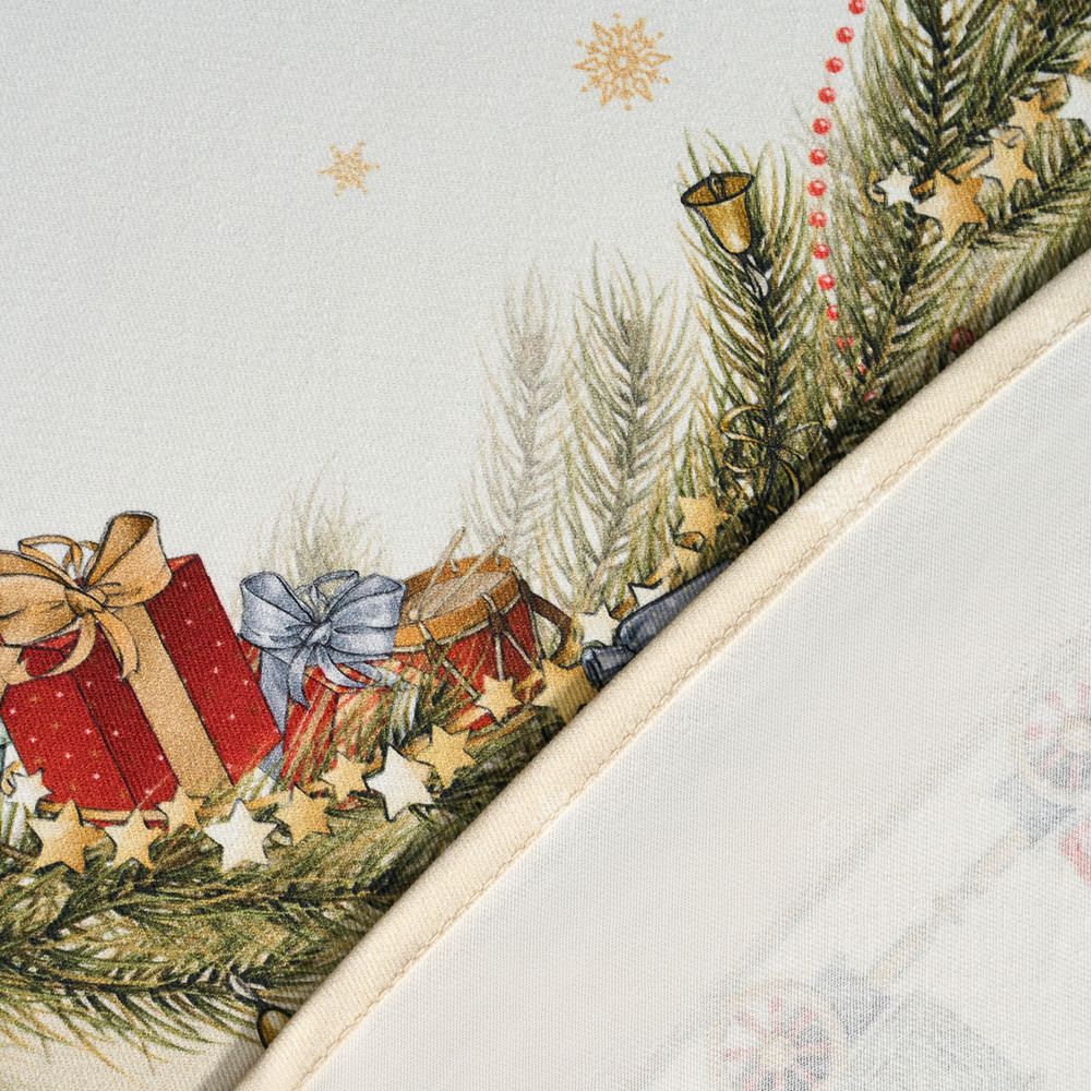 СКАТЕРТЬ КРУГЛАЯ "ЩЕЛКУНЧИК" ,220СМ БЕЖЕВЫЙ 100% ХЛОПОК , ТВИЛ