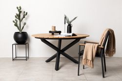 Timra T-N, комплект обеденной мебели антрацит/натуральный, алюминий/тик