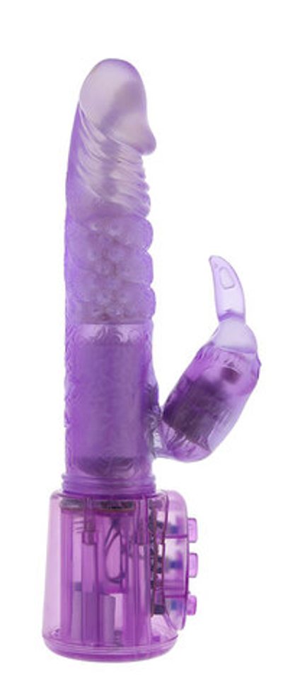 Фиолетовый вибратор с клиторальным пальчиком - 17,8 см. (Цвет: фиолетовый)