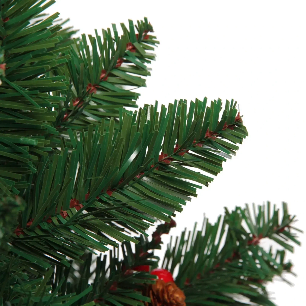 Ёлка «Лесное утро» 150 см, ПВХ с шишками и ягодами (456 веток)