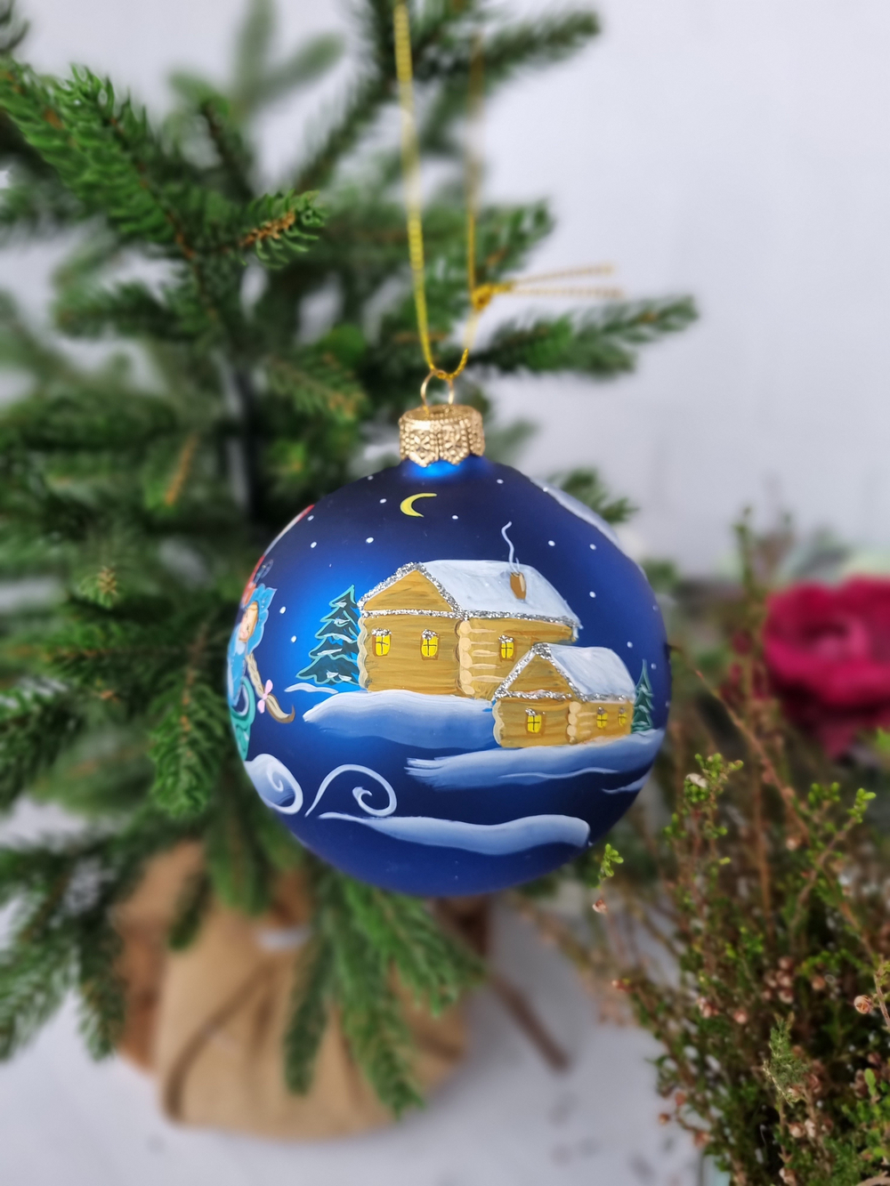 Шар стеклянный "Тройка", ручная роспись