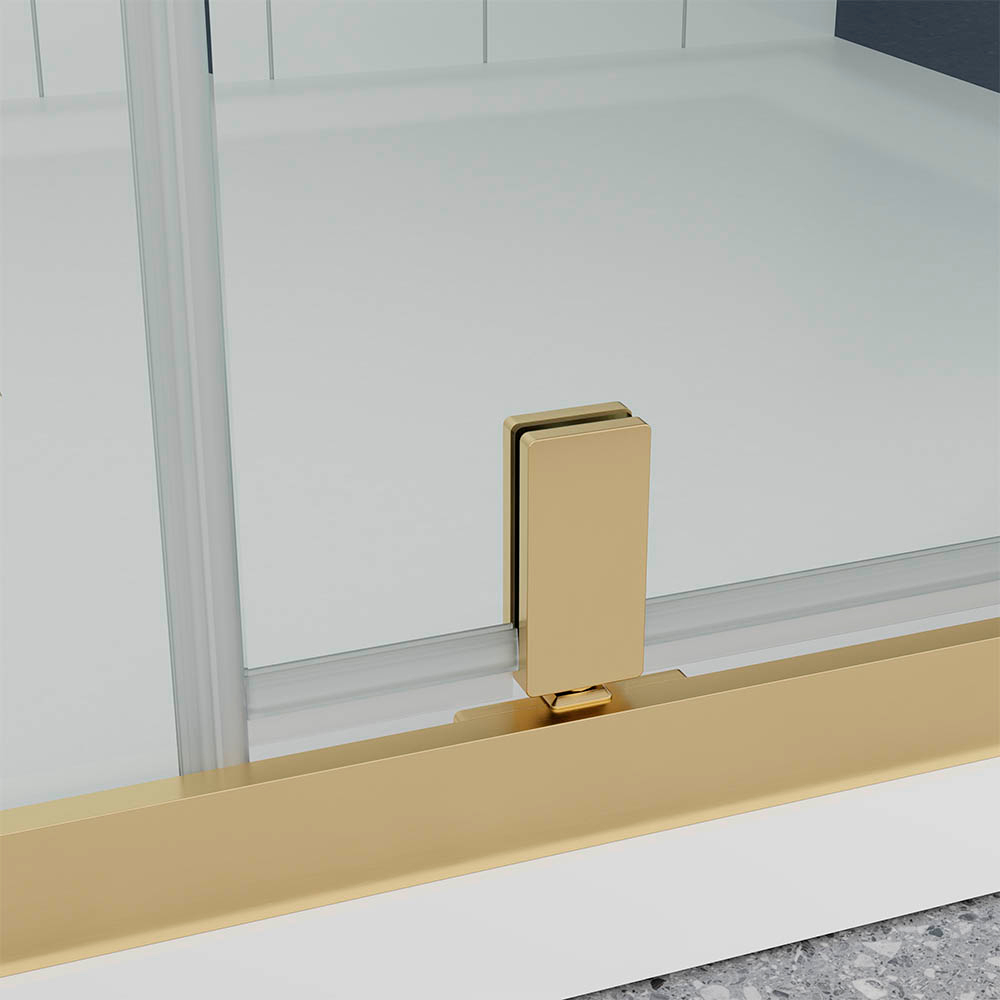 Душевая дверь Veconi Ottimo P20 G, 1100x1900, золото брашинг, стекло прозрачное