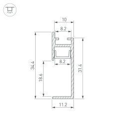Профиль PLINTUS-H35-F-2000 ANOD (Arlight, Алюминий) 046858