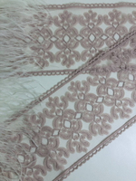Тесьма сетка с вышивкой, беж/пудровый,14см