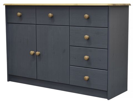 Комод 2 двери 6 ящиков Хаба, серый/антик
