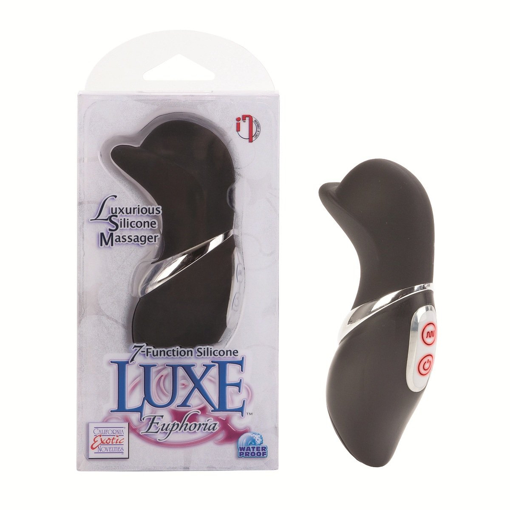 Чёрный клиторальный стимулятор 7-Function Silicone Luxe Euphoria Massagers (Цвет: черный)