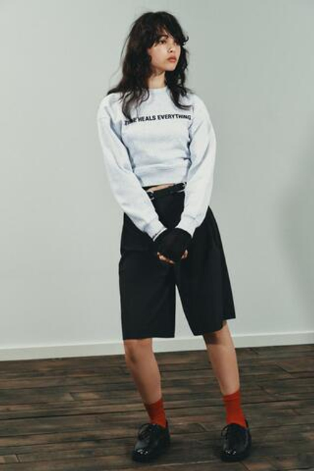 ZARA ТОЛСТОВКА С КОНТРАСТНЫМ ТЕКСТОМ, СЕРЫЙ МЕЛАНЖ