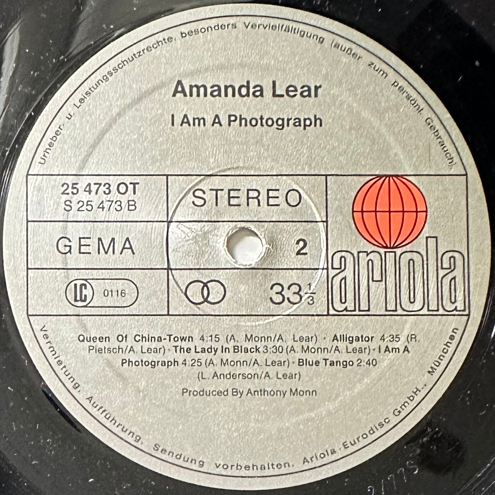 Amanda Lear - I Am A Photograph (Германия 1977г.)