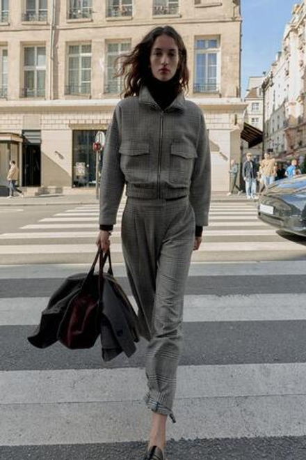 ZARA БРЮКИ С УЗОРОМ «ГУСИНАЯ ЛАПКА» И БАНТАМИ, ЭКРЮ/ЧЕРНЫЙ