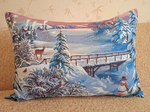 Декоративная гобеленовая наволочка для интерьерной подушки Зимний вечер 68х47