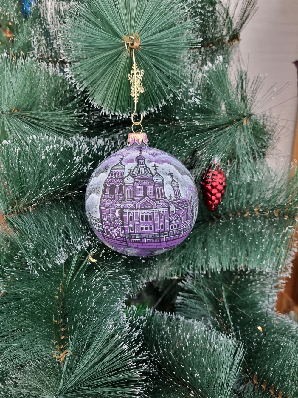 Шар стеклянный "Спас на крови",  ручная роспись