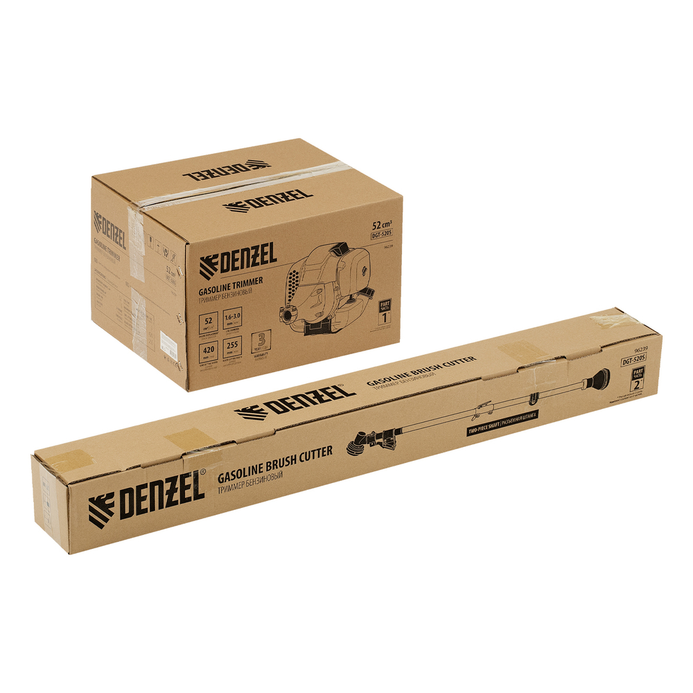 Триммер бензиновый DGT 520S, 52 см3, 3 л. с, разъемная штанга, состоит из 2 частей Denzel