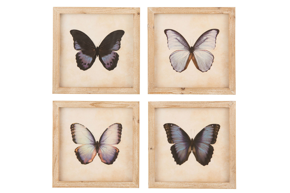 Панно "Бабочка" 4 вида 25x25x2см Дерево,Стекло
