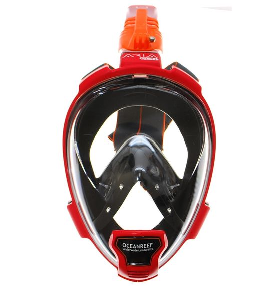 Маска полнолицевая Oceanreef ARIA QR+ для сноркелинга, с держателем камеры черный/красный