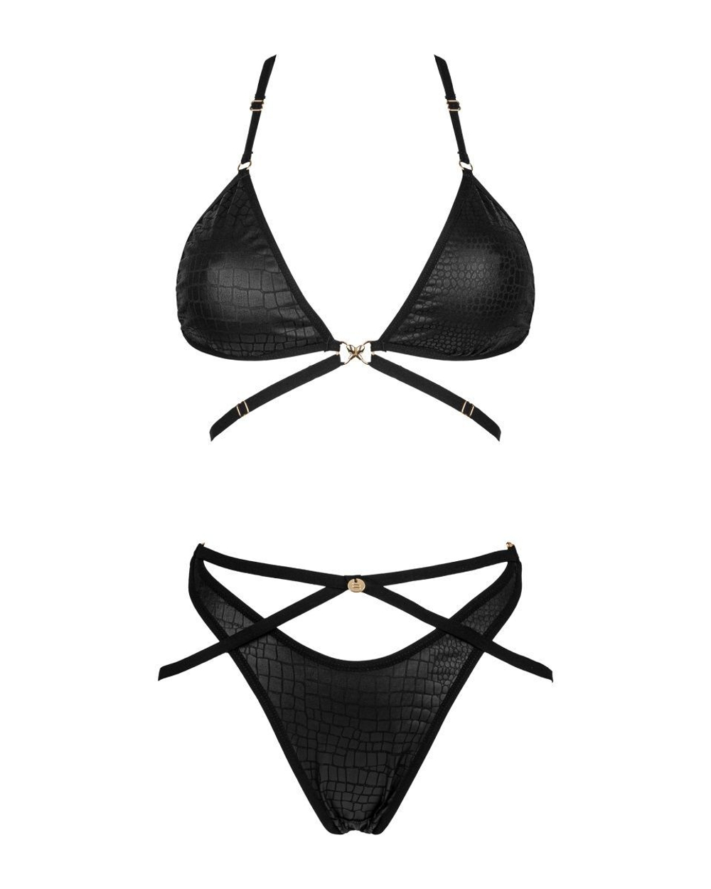 Комплект белья Cobra nive со стреп-лентами (Размер: S-M) (Цвет: черный)