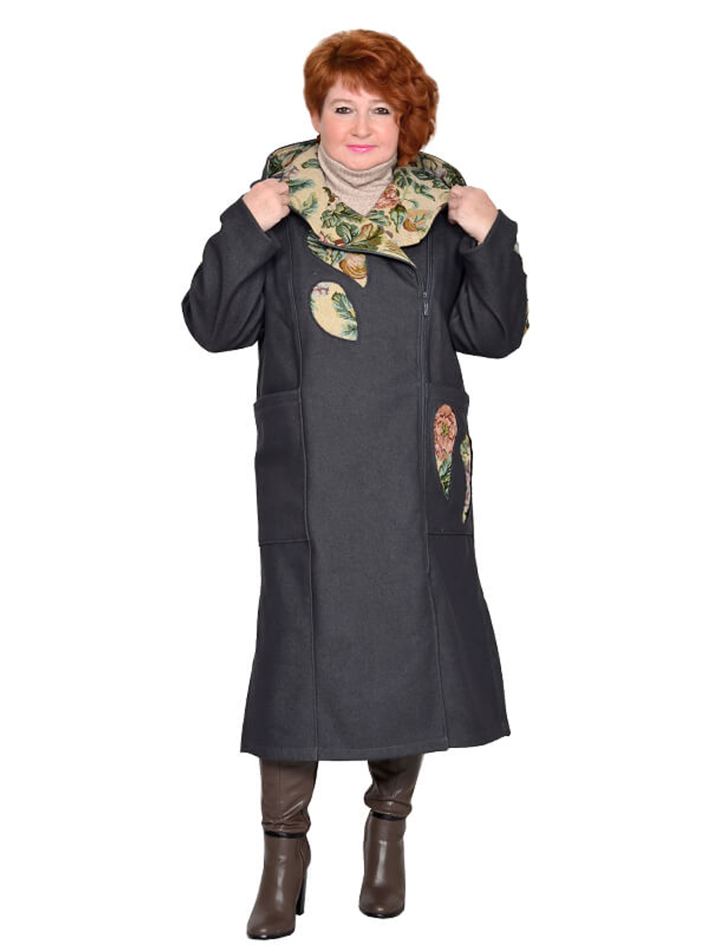 Пальто Полянки, джинс на флисе