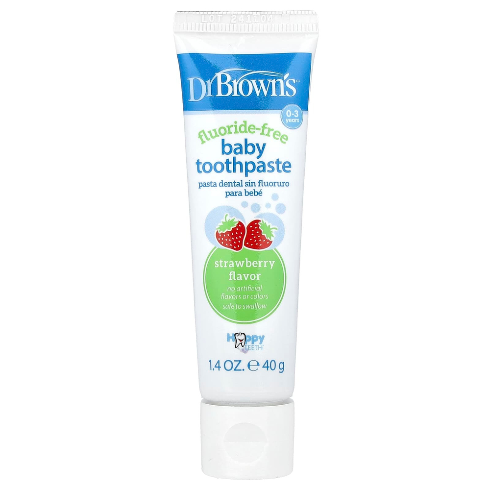 Dr. Brown's, Детская зубная паста, без фтора, для детей от 0 до 3 лет, с клубникой, 40 г (1,4 унции)