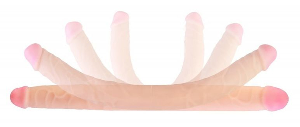 Телесный двухсторонний фаллоимитатор-реалистик -48 см.