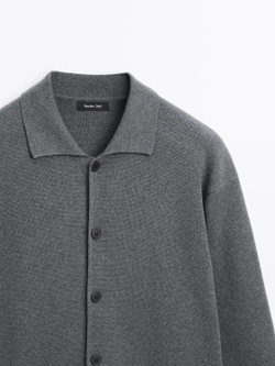 Massimo Dutti Вязаный кардиган из хлопка на пуговицах, серый